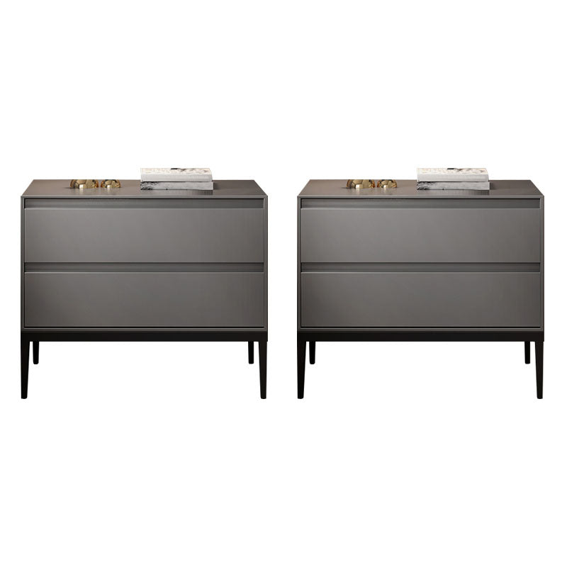 Modern Accent Table Nightstand Faux Wood Bedside Cabinet for Bedroom Light Gray 2 Piece Set Clearhalo 'Bedroom Furniture' 'furn' 'furn_night_stand' 'Furniture' 'night_stand' 'Nightstands' 7078029
