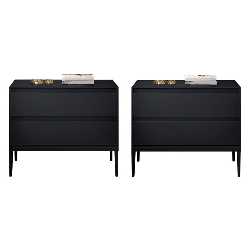 Modern Accent Table Nightstand Faux Wood Bedside Cabinet for Bedroom Dark Gray 2 Piece Set Clearhalo 'Bedroom Furniture' 'furn' 'furn_night_stand' 'Furniture' 'night_stand' 'Nightstands' 7078033