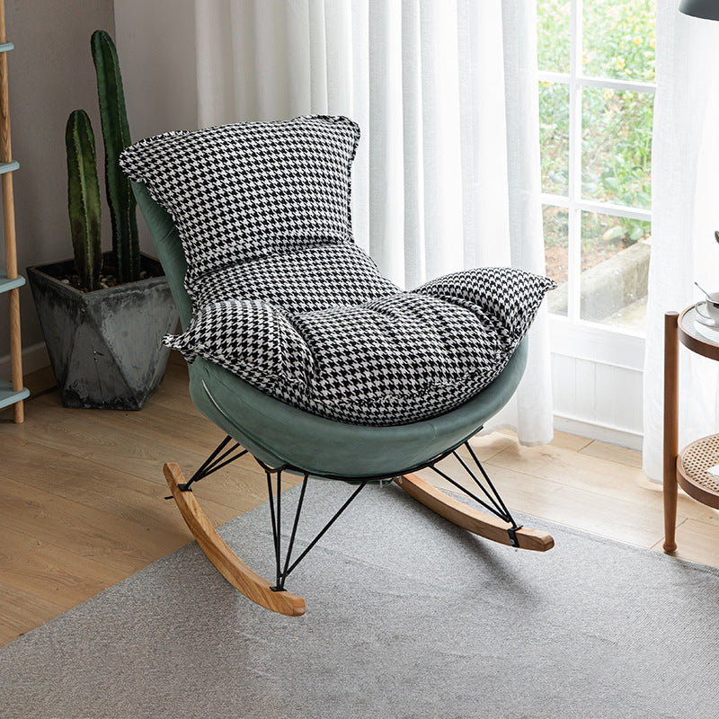 Modern Indoor Sofa Rocking Chair Single Rocking Chair with Cushion Green Houndstooth Clearhalo 'Chairs & Seating' 'furn' 'furn_rocking_chairs' 'Furniture' 'Living Room Furniture' 'Rocking Chairs' 'rocking_chairs' 7081375