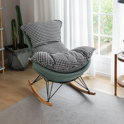 Modern Indoor Sofa Rocking Chair Single Rocking Chair with Cushion Green Houndstooth Clearhalo 'Chairs & Seating' 'furn' 'furn_rocking_chairs' 'Furniture' 'Living Room Furniture' 'Rocking Chairs' 'rocking_chairs' 7081375