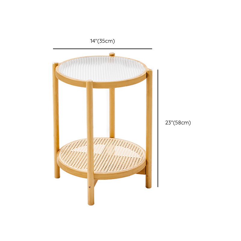 Tropical Coffee Table Glass 4 Legs Storage Round Coffee Cocktail Table Clearhalo 'Coffee & Accent Tables' 'Coffee Tables' 'coffee_tables' 'furn' 'furn_coffee_tables' 'Furniture' 'Living Room Furniture' 7081730