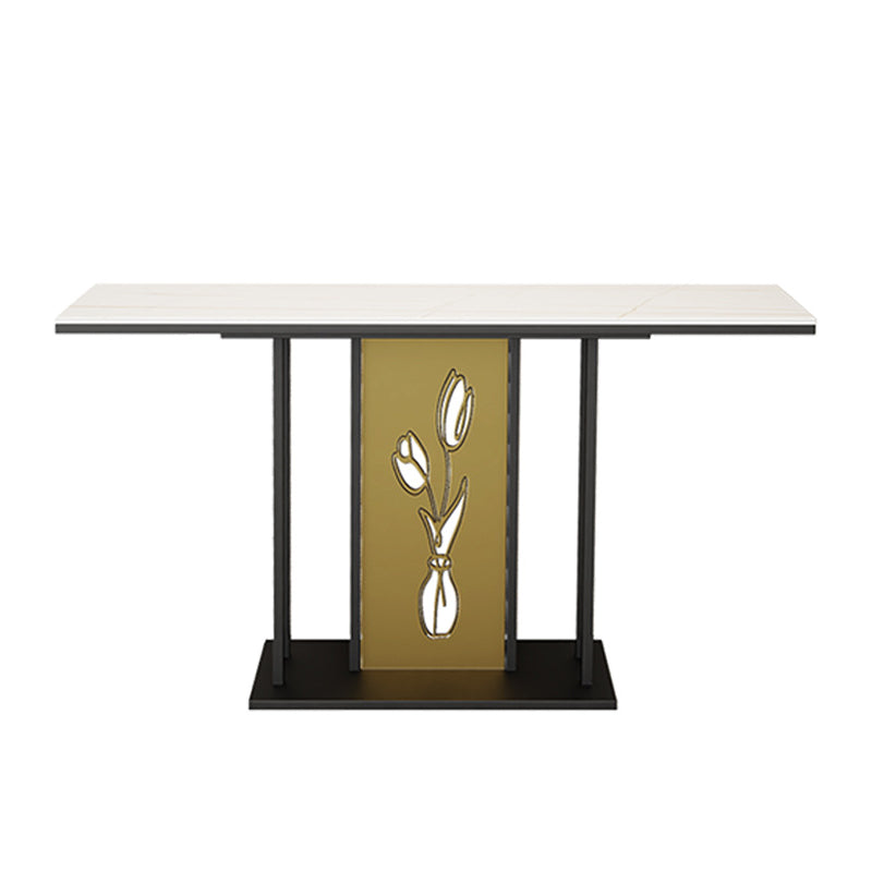 12 inch Wide Glam Accent Table Rectangle Shape Stone Console Table for Hall