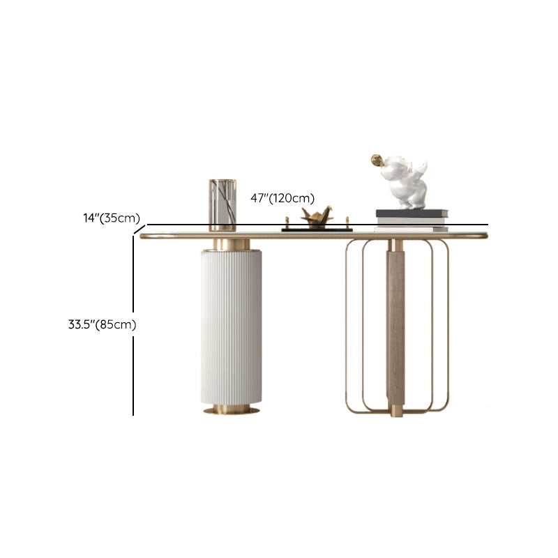 Tavolo di accento glam largo 14 pollici tavolo da console in pietra ovale per Hall