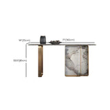 14 inch Wide Glam Accent Table Rectangle Stone Console Table for Hall