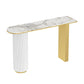 14 inch Wide Glam Console Table Oval Stone Stain Resistant Accent Table for Hall