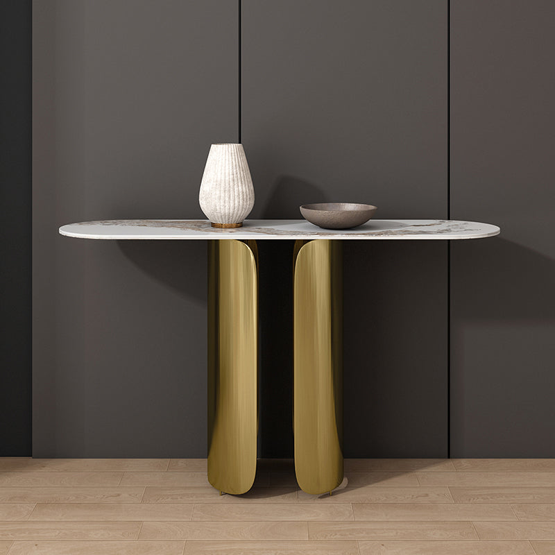 Tavolo da console glam largo 16 pollici tavolo di accento di pietra ovale per Hall