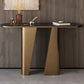 14 inch Wide Glam Accent Table Oval Shape Stone Console Table