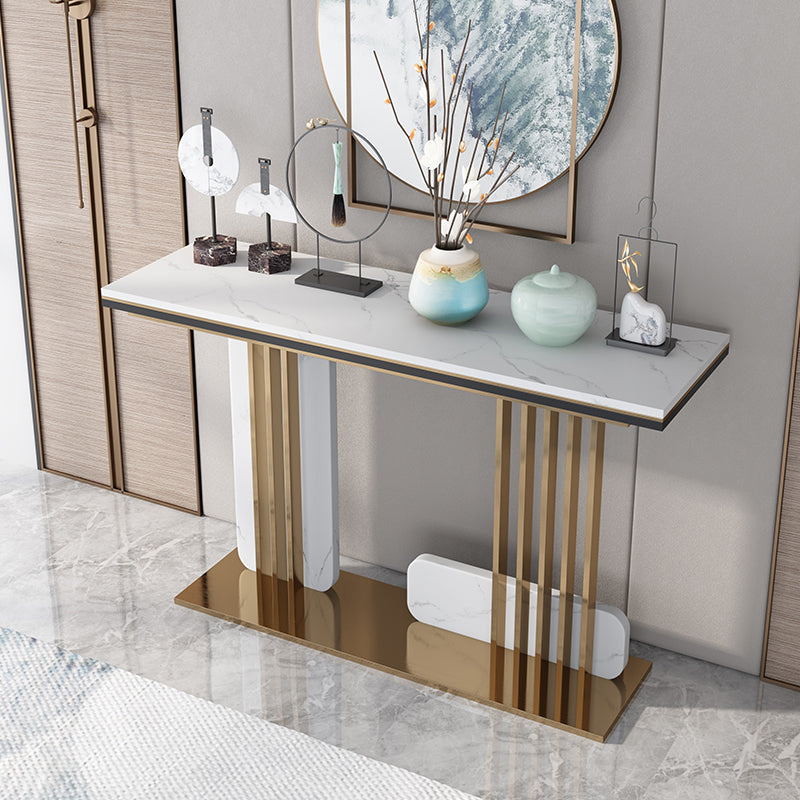 Glam Accent Table Rectangle Stone Console Table , 12.5 inch Wide