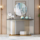 Glam Accent Table Rectangle Stone Console Table , 12.5 inch Wide