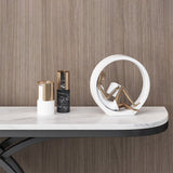 12 inch Wide Accent Table Glam style Stone Half Moon Console Table for Hall