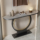12 Inch Wide Accent Table Half Moon Stone Console Table for Hall Light Grey Clearhalo 'Console Tables' 'console_tables' 'Entry & Mudroom Furniture' 'furn' 'furn_console_tables' 'Furniture' 7082072