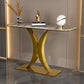 12 Inch Wide Glam Accent Table Half Moon Metal Console Table for Hall