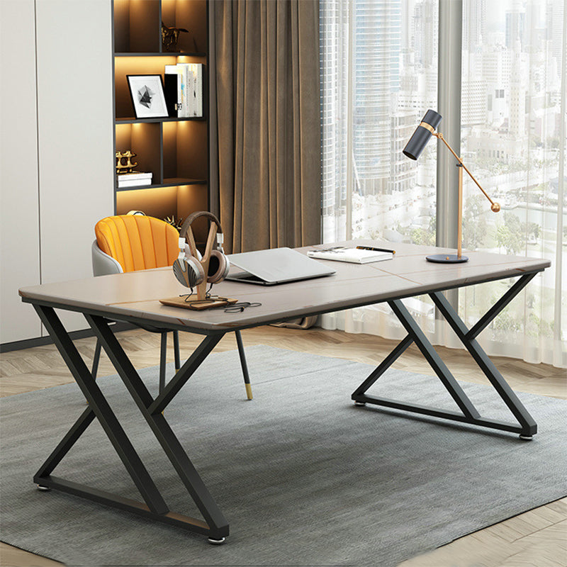Contemporary Rectangle Computer Desk Antique Finish Office Desk with Metal Legs Clearhalo 'furn' 'furn_office_desk' 'Furniture' 'Office Desks' 'Office Furniture' 'office_desk' 7082263