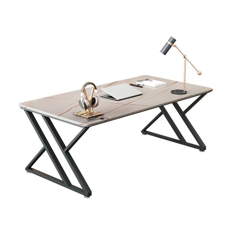 Contemporary Rectangle Computer Desk Antique Finish Office Desk with Metal Legs Clearhalo 'furn' 'furn_office_desk' 'Furniture' 'Office Desks' 'Office Furniture' 'office_desk' 7082264