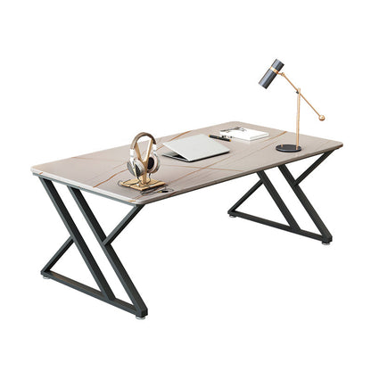 Contemporary Rectangle Computer Desk Antique Finish Office Desk with Metal Legs Clearhalo 'furn' 'furn_office_desk' 'Furniture' 'Office Desks' 'Office Furniture' 'office_desk' 7082264