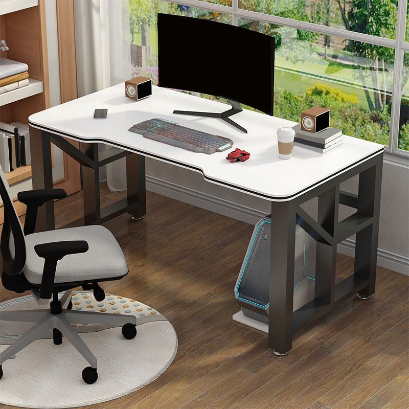 Modern Gaming Desk Antique Finish Wooden Writing Desk with Metal Legs Black White Clearhalo 'furn' 'furn_office_desk' 'Furniture' 'Office Desks' 'Office Furniture' 'office_desk' 7082296