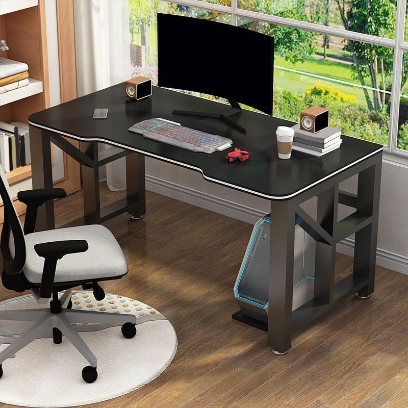 Modern Gaming Desk Antique Finish Wooden Writing Desk with Metal Legs 47.2"L x 23.6"W x 29.5"H Black Black Clearhalo 'furn' 'furn_office_desk' 'Furniture' 'Office Desks' 'Office Furniture' 'office_desk' 7082299