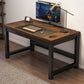 Wooden Industrial Gaming Desk Antique Finish Computer Desk with Metal Legs 39.4"L x 23.6"W x 29.1"H Brown Clearhalo 'furn' 'furn_office_desk' 'Furniture' 'Office Desks' 'Office Furniture' 'office_desk' 7082334