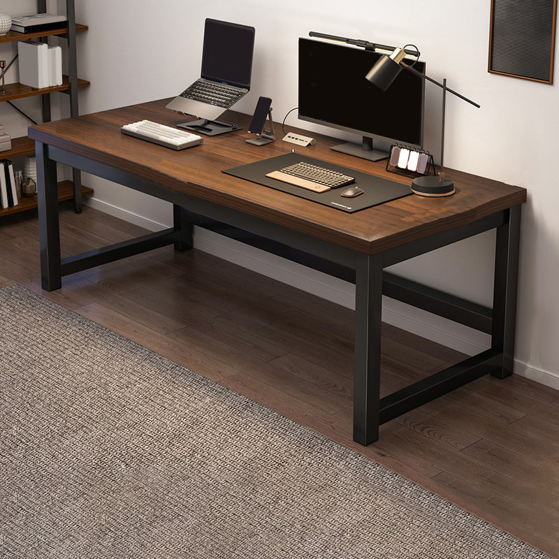 Wooden Industrial Gaming Desk Antique Finish Computer Desk with Metal Legs 71"L x 24"W x 29"H Brown Clearhalo 'furn' 'furn_office_desk' 'Furniture' 'Office Desks' 'Office Furniture' 'office_desk' 7082345