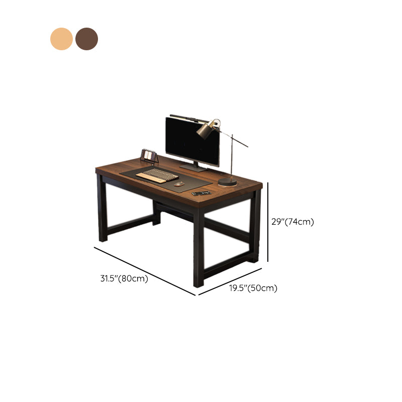 Wooden Industrial Gaming Desk Antique Finish Computer Desk with Metal Legs Clearhalo 'furn' 'furn_office_desk' 'Furniture' 'Office Desks' 'Office Furniture' 'office_desk' 7082347