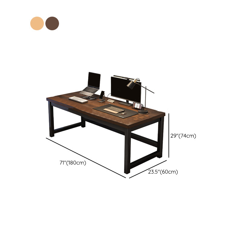 Wooden Industrial Gaming Desk Antique Finish Computer Desk with Metal Legs Clearhalo 'furn' 'furn_office_desk' 'Furniture' 'Office Desks' 'Office Furniture' 'office_desk' 7082352