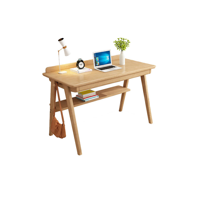Rectangular Shaped Office Table Wooden Writing Desk for Home 31.5"L x 21.7"W x 29.5"H Natural Shelves Clearhalo 'furn' 'furn_office_desk' 'Furniture' 'Office Desks' 'Office Furniture' 'office_desk' 7082381