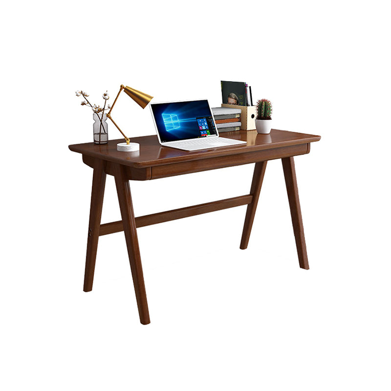 Rectangular Shaped Office Table Wooden Writing Desk for Home 31.5"L x 21.7"W x 29.5"H Brown No Shelf Clearhalo 'furn' 'furn_office_desk' 'Furniture' 'Office Desks' 'Office Furniture' 'office_desk' 7082385