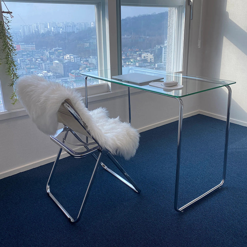 Table de tareas de forma rectangular de escritorio de estilo moderno de vidrio con 2 legs para el hogar