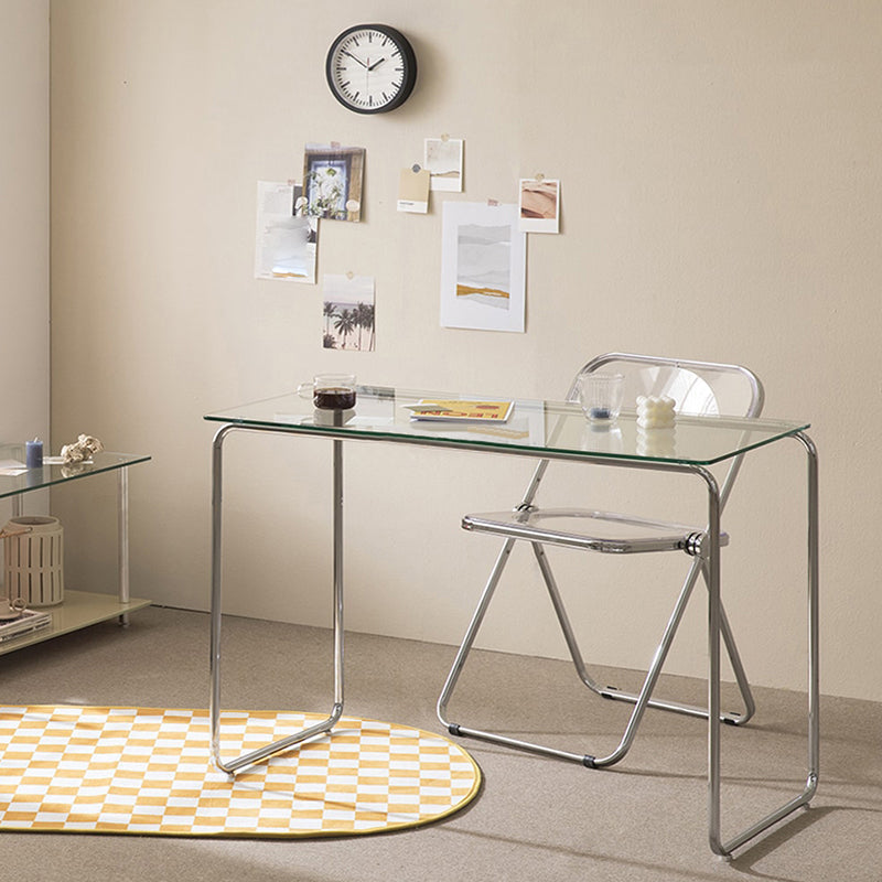 Table de tareas de forma rectangular de escritorio de estilo moderno de vidrio con 2 legs para el hogar