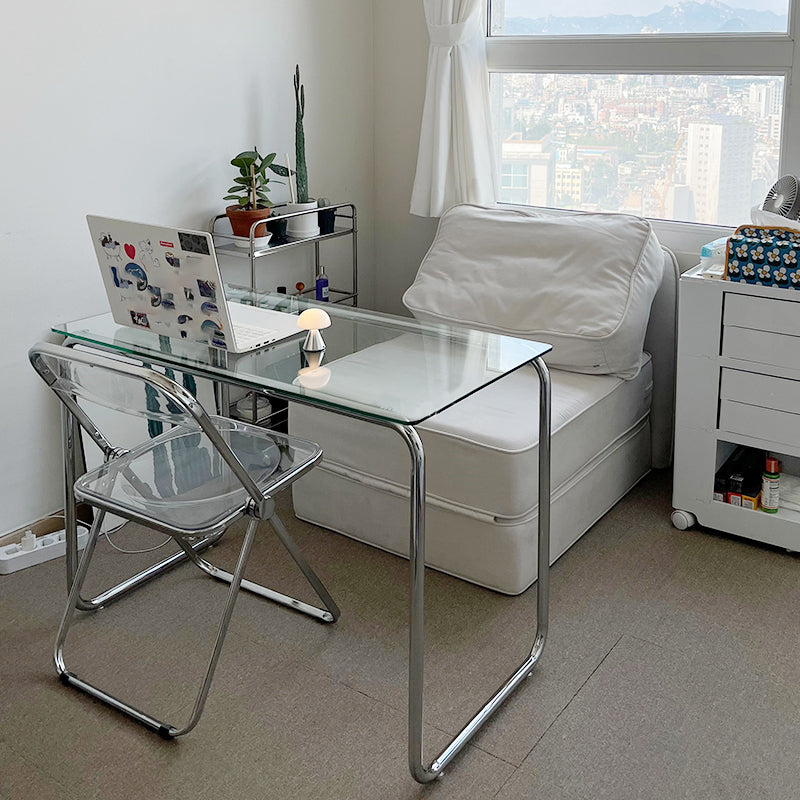 Table de tareas de forma rectangular de escritorio de estilo moderno de vidrio con 2 legs para el hogar