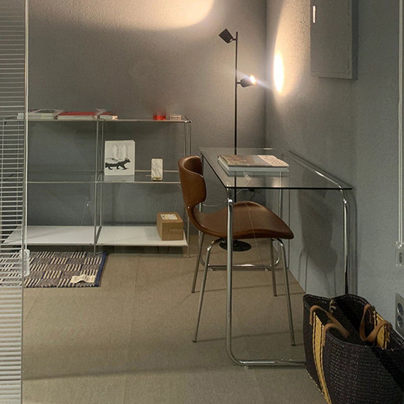 Table de tareas de forma rectangular de escritorio de estilo moderno de vidrio con 2 legs para el hogar