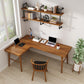 Solid Wood Corner Writing Desk Modern 29.53-inch Tall Office Desk with H-Base