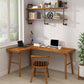 Solid Wood Corner Writing Desk Modern 29.53-inch Tall Office Desk with H-Base