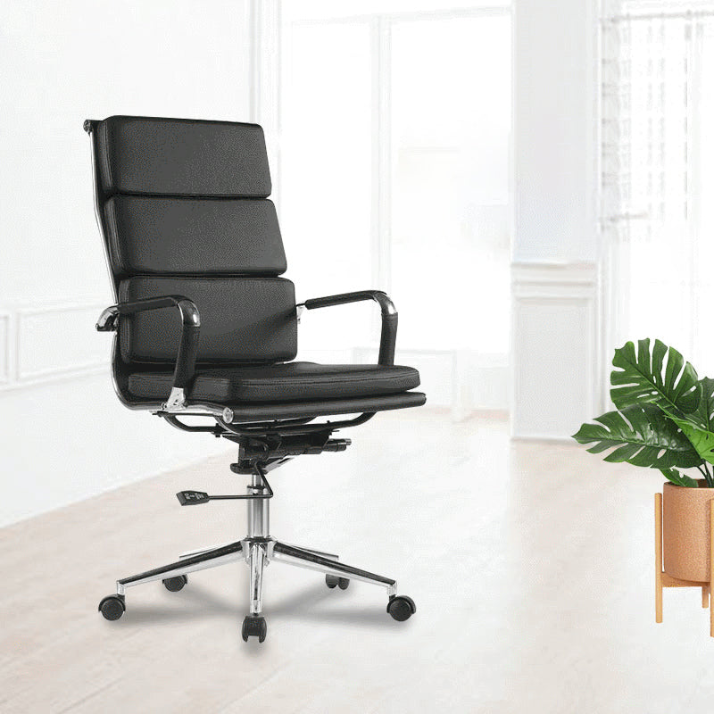 Modern Office Chair Fixed Arms Leather No Distressing Desk Chair with Wheels Clearhalo 'furn' 'furn_office_chair' 'Furniture' 'Office Chairs' 'Office Furniture' 'office_chair' 7082638