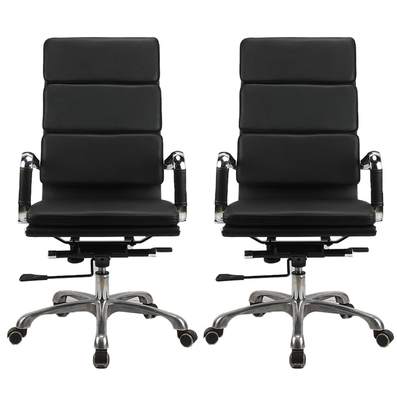 Modern Office Chair Fixed Arms Leather No Distressing Desk Chair with Wheels 2 Piece Set Clearhalo 'furn' 'furn_office_chair' 'Furniture' 'Office Chairs' 'Office Furniture' 'office_chair' 7082639