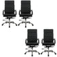 Modern Office Chair Fixed Arms Leather No Distressing Desk Chair with Wheels 4 Piece Set Clearhalo 'furn' 'furn_office_chair' 'Furniture' 'Office Chairs' 'Office Furniture' 'office_chair' 7082641
