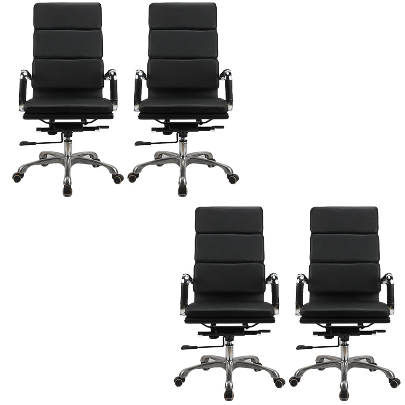 Modern Office Chair Fixed Arms Leather No Distressing Desk Chair with Wheels 4 Piece Set Clearhalo 'furn' 'furn_office_chair' 'Furniture' 'Office Chairs' 'Office Furniture' 'office_chair' 7082641