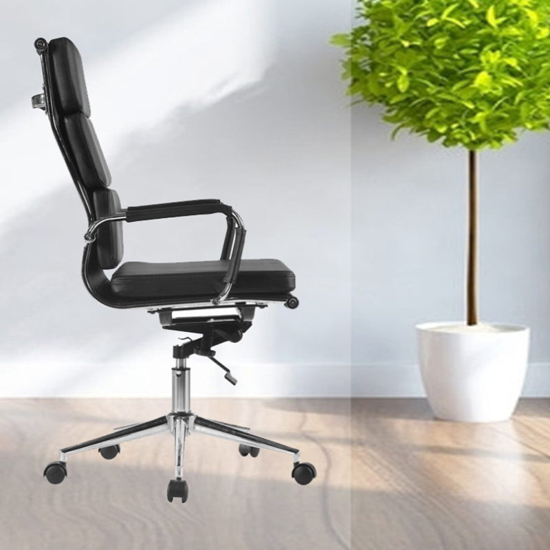 Modern Office Chair Fixed Arms Leather No Distressing Desk Chair with Wheels Clearhalo 'furn' 'furn_office_chair' 'Furniture' 'Office Chairs' 'Office Furniture' 'office_chair' 7082642