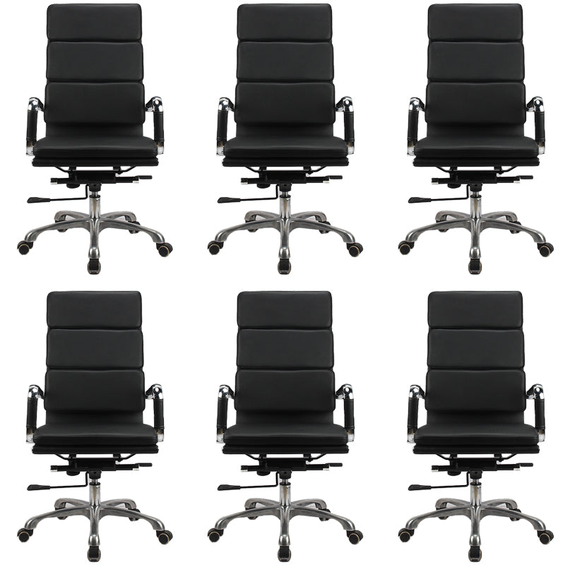 Modern Office Chair Fixed Arms Leather No Distressing Desk Chair with Wheels 6 Piece Set Clearhalo 'furn' 'furn_office_chair' 'Furniture' 'Office Chairs' 'Office Furniture' 'office_chair' 7082643