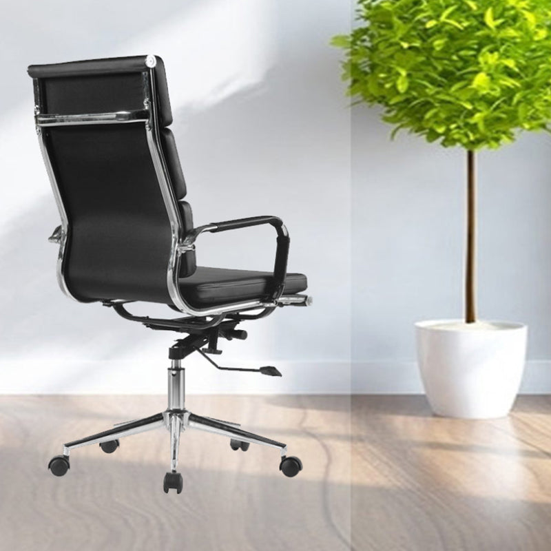 Modern Office Chair Fixed Arms Leather No Distressing Desk Chair with Wheels Clearhalo 'furn' 'furn_office_chair' 'Furniture' 'Office Chairs' 'Office Furniture' 'office_chair' 7082644
