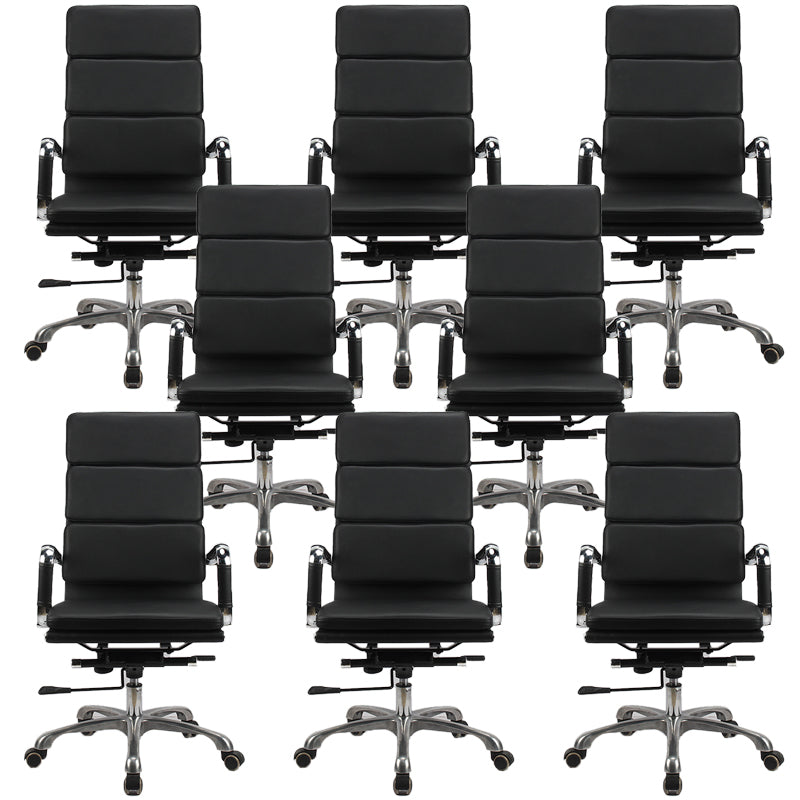 Modern Office Chair Fixed Arms Leather No Distressing Desk Chair with Wheels 8 Piece Set Clearhalo 'furn' 'furn_office_chair' 'Furniture' 'Office Chairs' 'Office Furniture' 'office_chair' 7082645