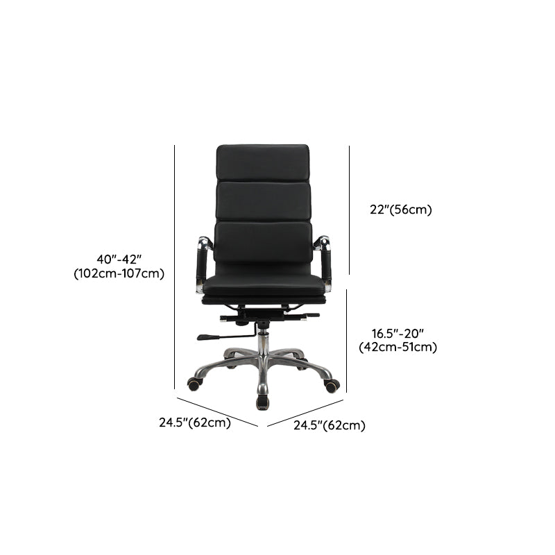 Modern Office Chair Fixed Arms Leather No Distressing Desk Chair with Wheels Clearhalo 'furn' 'furn_office_chair' 'Furniture' 'Office Chairs' 'Office Furniture' 'office_chair' 7082651