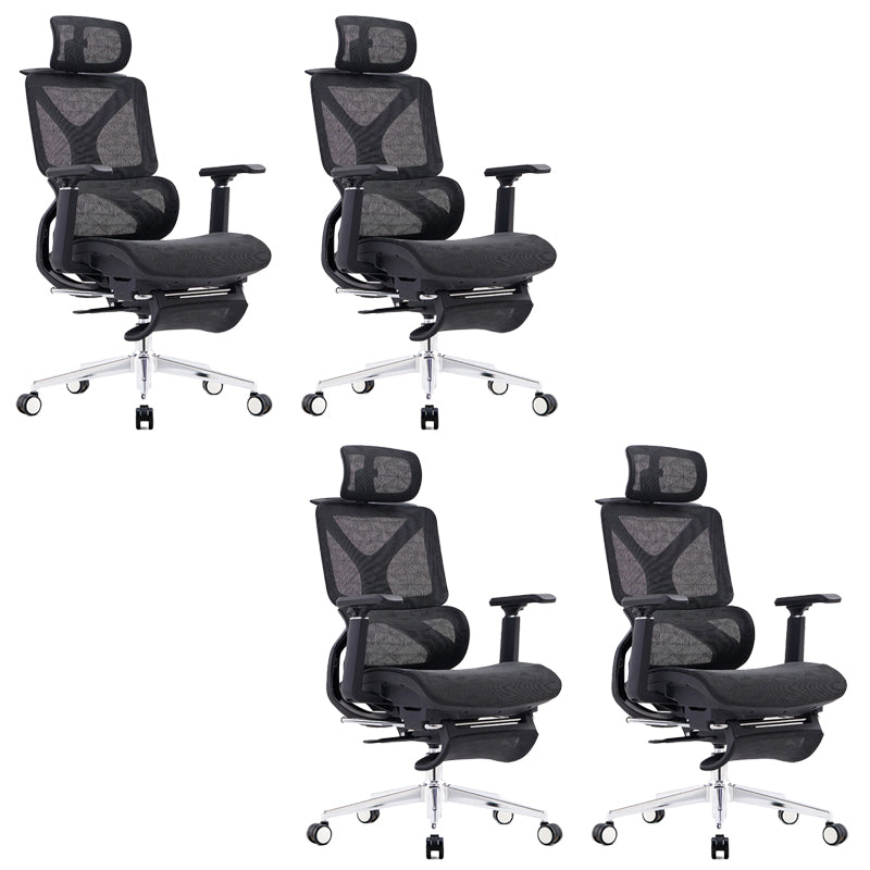 Modern Removable Arms Office Chair No Distressing Ergonomic Chair with Breathable Back Black 4 Piece Set Clearhalo 'furn' 'furn_office_chair' 'Furniture' 'Office Chairs' 'Office Furniture' 'office_chair' 7082692
