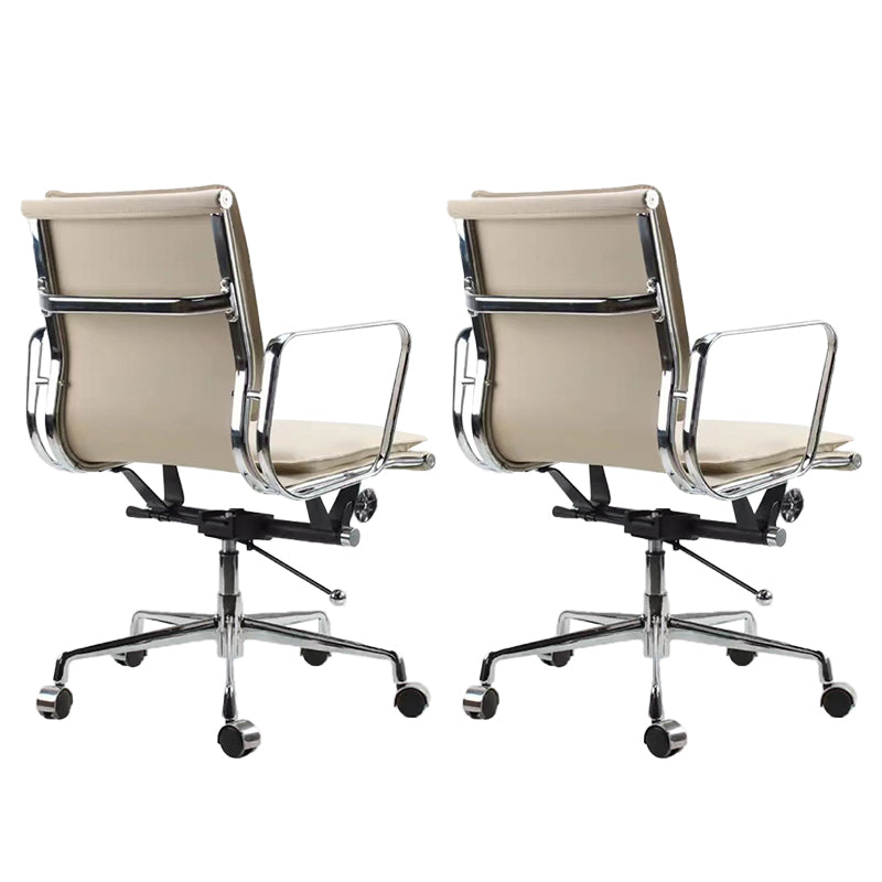 Chaise de bureau à bras fixes moderne chaise de bureau de hauteur de siège réglable en cuir avec roues