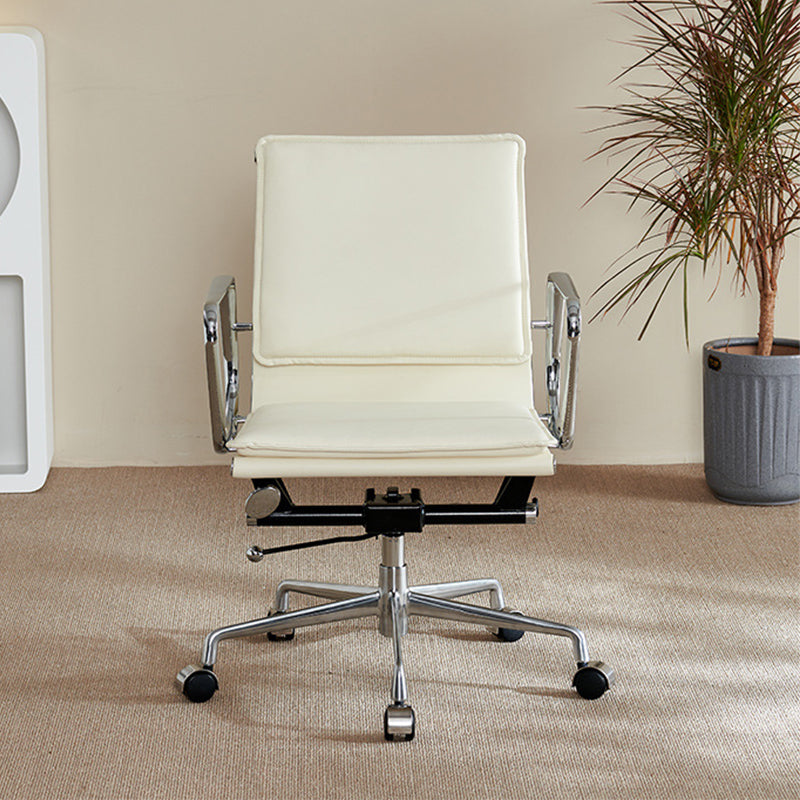 Chaise de bureau à bras fixes moderne chaise de bureau de hauteur de siège réglable en cuir avec roues