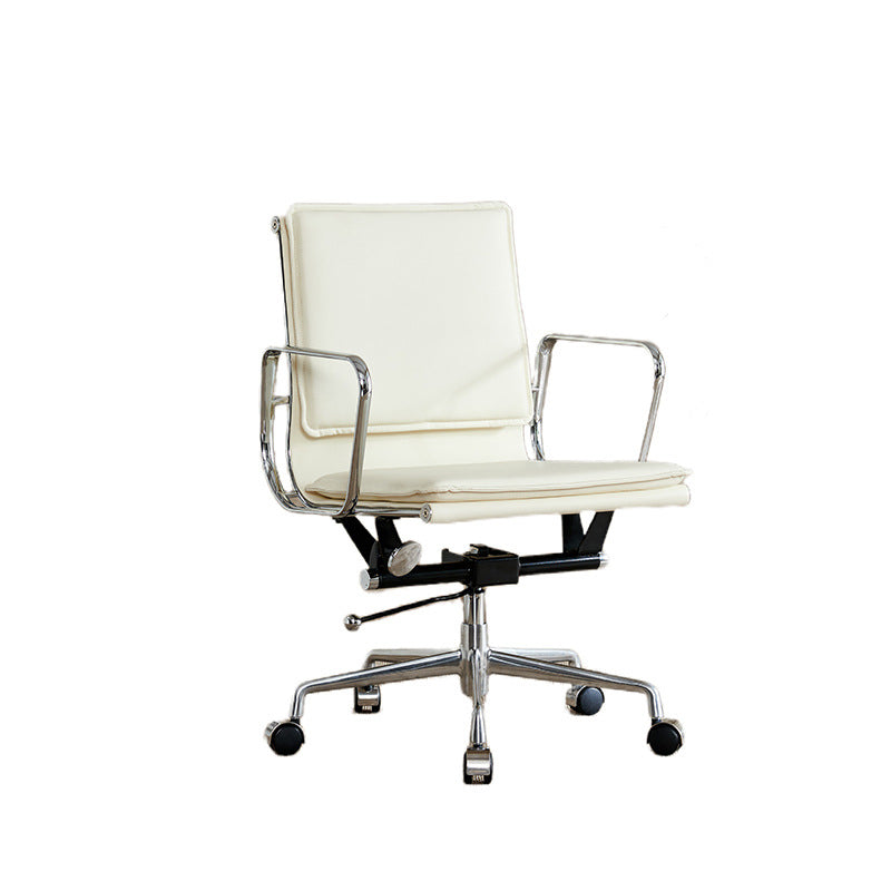 Chaise de bureau à bras fixes moderne chaise de bureau de hauteur de siège réglable en cuir avec roues