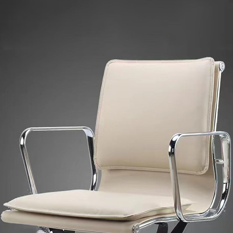 Chaise de bureau à bras fixes moderne chaise de bureau de hauteur de siège réglable en cuir avec roues