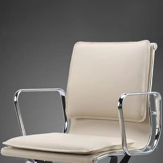 Silla de oficina de armas fija moderna cuero asiento ajustable altura silla de escritorio con ruedas