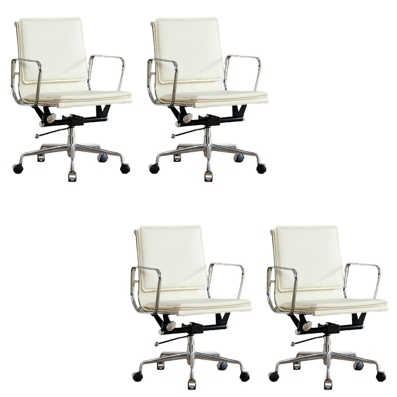 Chaise de bureau à bras fixes moderne chaise de bureau de hauteur de siège réglable en cuir avec roues