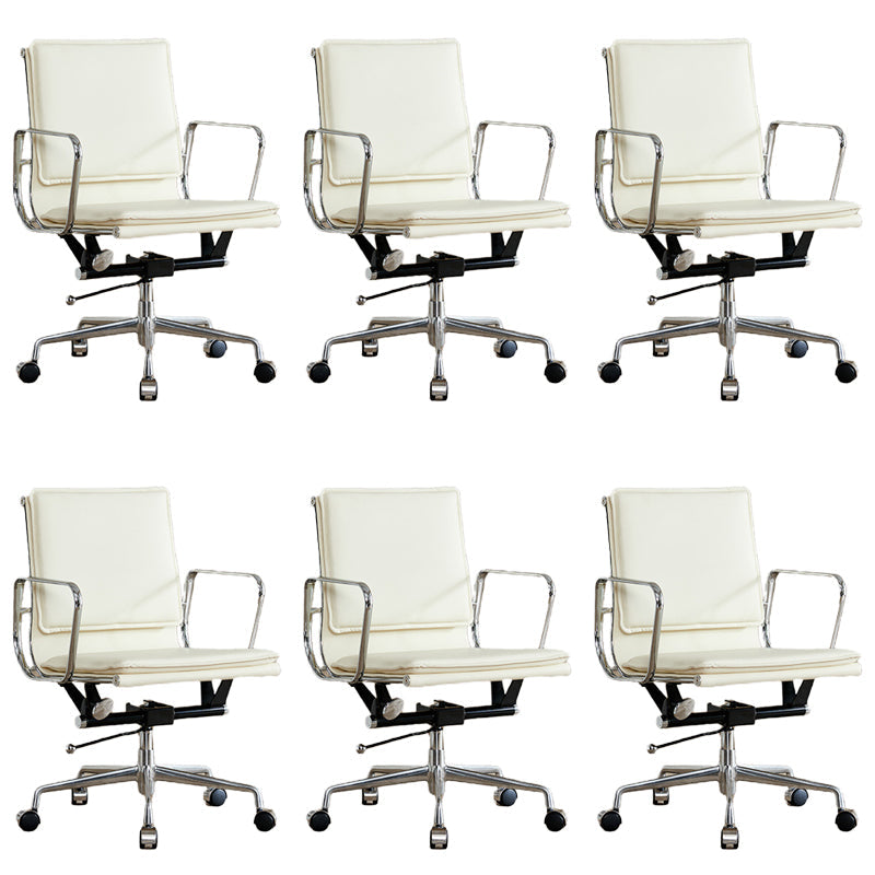 Chaise de bureau à bras fixes moderne chaise de bureau de hauteur de siège réglable en cuir avec roues